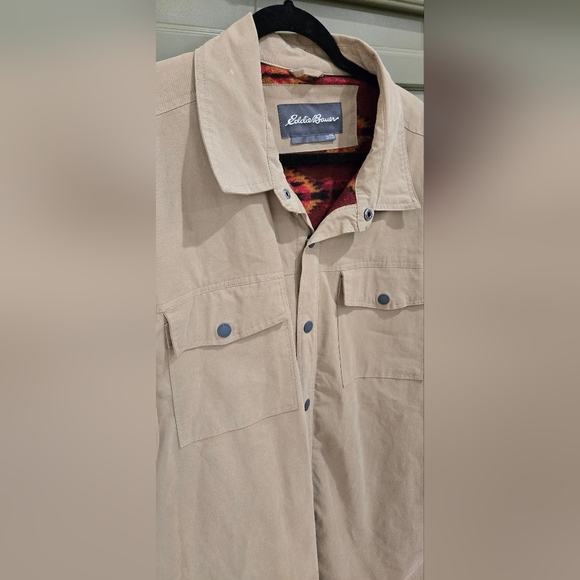 Eddie Bauer fleece lined Voyager shirt jacket khaki - Picture 5 of 8